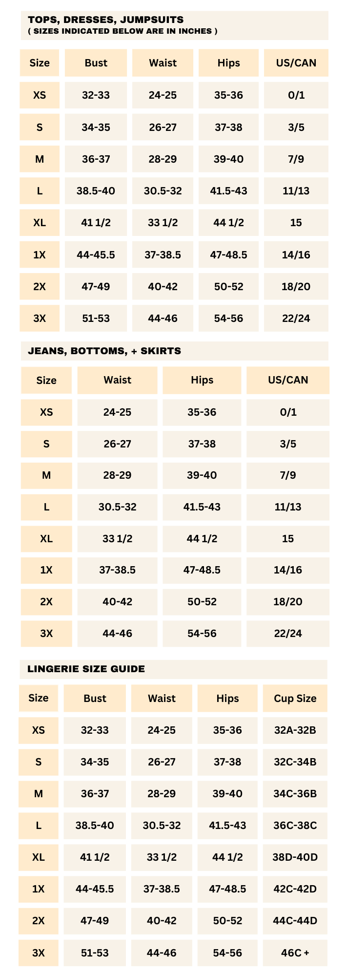Size Chart